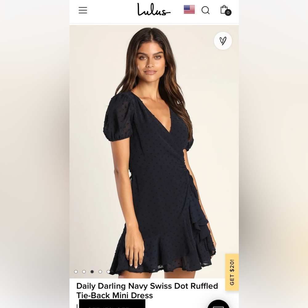 Daily Darling Navy Swiss Dot Ruffled Tie-Back Mini Dress  Size: XL